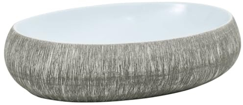 vidaXL Aufsatzwaschbecken Grau und Blau Oval 59x40x15 cm Keramik