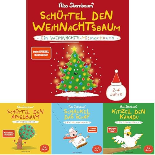 Weihnachtsgeschenke für Kinder ab 2 Jahren:Schüttel den Weihnachtsbaum + Schüttel den Apfelbaum + Schaukel das Schaf + Kitzel den Kakadu (Nico Sternbaum Mitmachbücher)