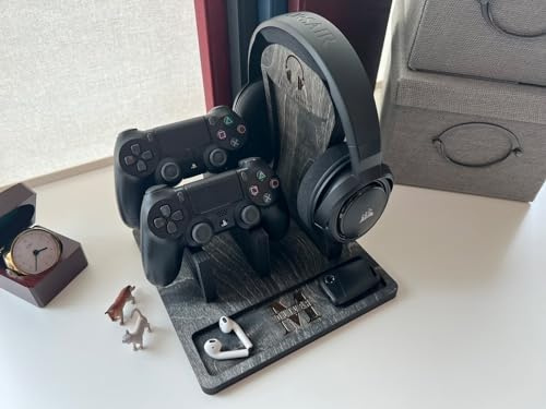 Headphone Stand Game Controller Holder Controller Holder for Xbox ONE/Xbox 360/Switch/PS5/STEAM/PC/Nintendo, Gaming PC Accessories (Stone Colour, Not Personalised)