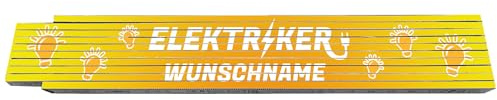 2m Zollstock - Elektriker - mit Wunschname - Text - Spruch - individuell personalisiert - Glieder-Maßstab - Meterstab bedruckt - für Männer Opa Papa Vatertag Wunschtext Weihnachten Baustelle