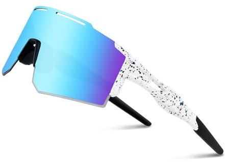 OULIQI Fahrradbrille Herren, Schnelle Brille Damen - Sportbrille UV400 | Radsport Brillen für Outdoorsport Radfahren Laufen Fahrrad UV 400 Schutz [26g TR-90 Ultraleicht] Baseball Brille