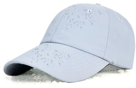 YAMEE Vattentät unisex basebollkeps, utomhus snabbtorkande hattar sommar baseballhatt, justerbar basebollkeps dam sol anti-UV, present herr, 1/Ljusgrå, XL