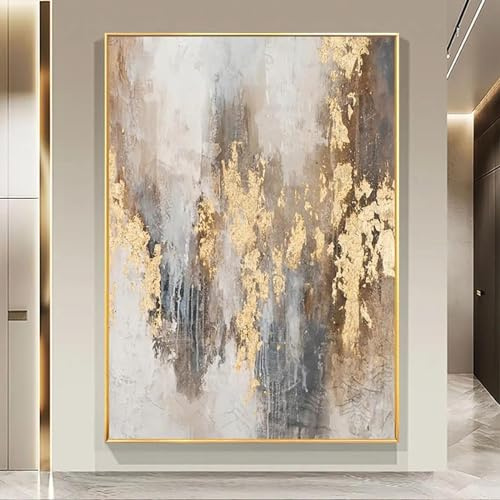 Grande decorazione in lamina d'oro, pittura astratta, grandi stampe d'arte moderna su tela, opere d'arte da parete, soggiorno, decorazioni per la casa, 80x140 cm/31x55 in, stampe d'arte senza cornice