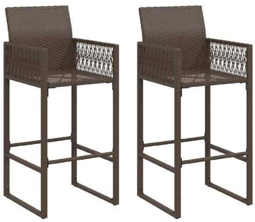 vidaXL Garten-Barhocker 2 STK. Braun Poly Rattan