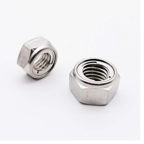2/5/10 Stück M3-M16 304 Edelstahl mit vorherrschendem Drehmoment, Ganzmetalleinsatz, Sechskant-Kontermutter, selbstsichernde Sechskant-Kontermutter(2pcs M16)