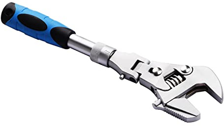 Chiave a cricchetto regolabile 5 in 1 Chiave dinamometrica da 10 pollici con chiave inglese pieghevole a 180 ° Strumento per la manutenzione domestica 5 in 1 Chiave a cricchetto regolabile 10 pollici