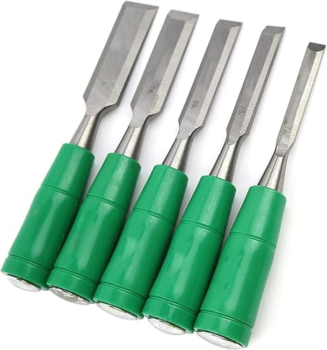 5-Piece Wood Carving Chisel Set 3/8,1/2, 5/8, ”3/4, 1 Wood Chisel Set Premium Chisel Set for Soft Grip Handles for, Carving, DIY Lathe Tools