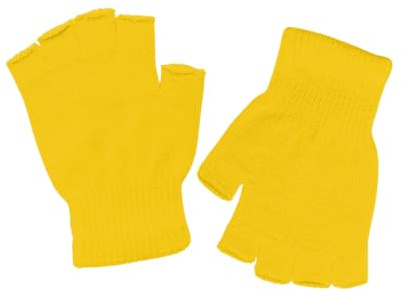 DOOVID Manoplas cálidas de punto de invierno para mujeres y hombres, guantes elásticos de medio dedo, Amarillo, Talla única