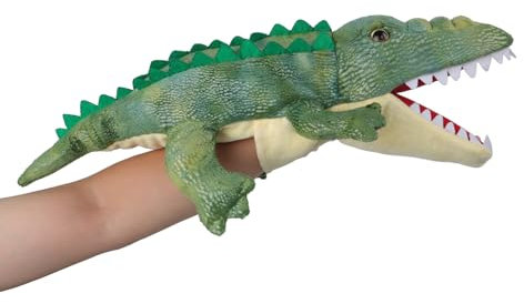 Krokodil Handpuppen Puppentheater für Kinder 50cm Amphibien Kuscheltier Puppen Spielzeug, Handspielpuppe, Fingerpuppen, Tier Handpuppe Crocodile Hand Puppets Halloween Weinachten Geschenke