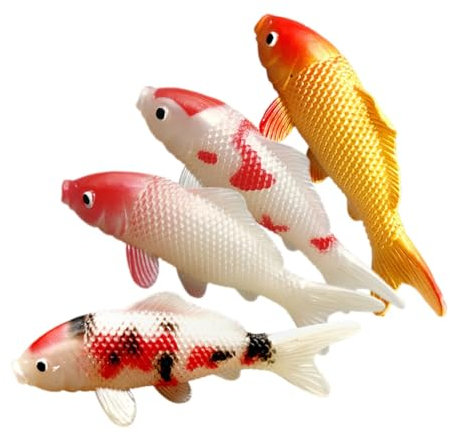 POPETPOP Aquarium-dekorationsset 4-teilig PVC-fischfiguren Simulierte Karpfenornamente Realistische Heimaquarium-Ornamente