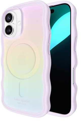Kate Spade New York iPhone 16 Case - Compatible with MagSafe - Designer Phone Case - Wavy Opal Iridescent