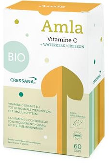 Cressana Vitamin C Amla BIO - 60 Kapseln - Amla- und Brunnenkresse-Extrakt - Bio & Vegan - Unterstützt das Immunsystem, Kollagenproduktion & Reduziert Müdigkeit