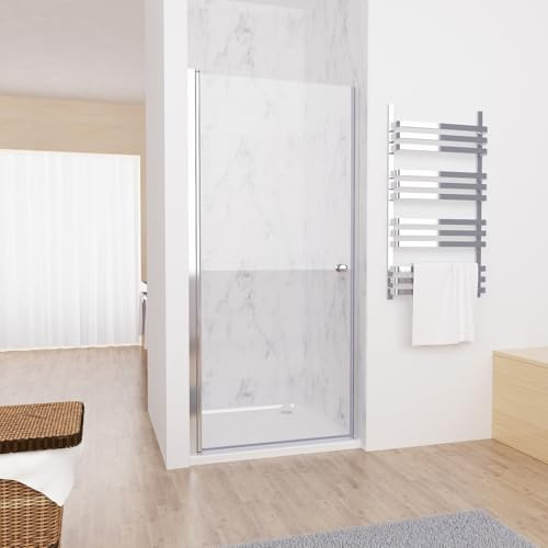 MIQU Nischentür 80 x 185 cm Walk in Duschwand für Dusche mit Pendeltür Duschtür aus ESG Glas Rahmenlos Schwingtür Duschabtrennung ohne Duschwanne