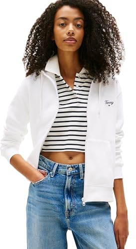 Tommy Jeans Damen Medium Weight Zip Up Hoodie with Script Logo and Drawstring Kapuzenpullover (1er Pack)