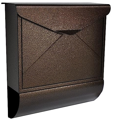 ALSTEN TECH personalisierter Wandbriefkasten Braun Antik | Bronze, Postkasten mit Wunschtext – wahlweise Familienname, Hausnummer, Straßenname, mit Zeitungsfach