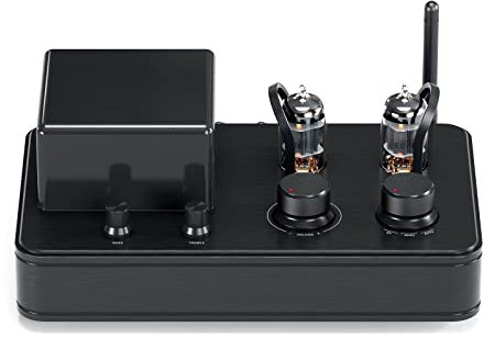 KEhtu Amplificateur Récepteur Stéréo Bluetooth 5.0 2.1 Canaux, Ampli Casque À Tube AB Hi-FI pour Haut-parleurs Passifs Domestiques, Sortie Casque avec Entrée Auxiliaire USB