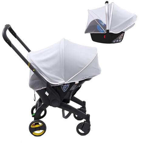 Baby Mosquito Net for Car Seat, 2 in 1 Baby Car Seat Cover with UV Protection Sunshade, Summer Carseat Cover Canopy with Two-Way Zipper, Universal Bug Net for Doona Stroller
