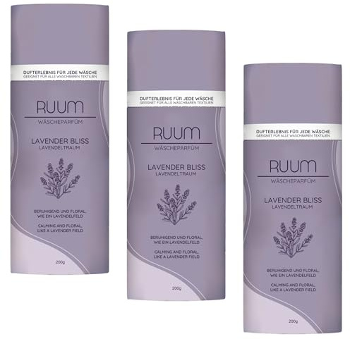 RUUM Wäscheparfüm Duftperlen Lavender Bliss 3er Pack 200g | Duftperlen für Waschmaschine, Wäscheduft mit sanfter, klassisch-reiner Lavendelnote
