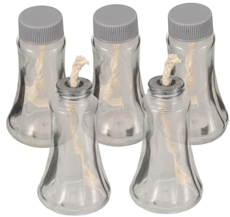MUELODSIC 5pcs Mini Portable Experiment Glass Alcohol Lamp Camping Picnic Laboratory Burner Wick Tool