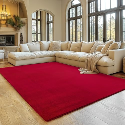 SIMPEX Teppich Rot 120x160 cm Waschbarer Kurzflor Teppich, rutschfest & weich, modernes einfarbiges Design für Wohnzimmer, Schlafzimmer, Küche & Kinderzimmer.