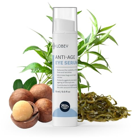 LOBEY Augencreme für Damen – Serum gegen Falten – Augenserum gegen Augenringe – Hyaluron Boost Creme – Gesichtspflege mit Braunalgenextrakt – Natürliche Anti-Aging Kosmetik (15 ml)