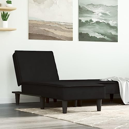 Teenpull Schwarze Samt Chaiselongue, Verstellbare Relaxliege für 1 Person, Multifunktional als Gästebett und Loungesofa, Bequemes Polstermöbel für Wohnzimmer, Schlafzimmer, 110 kg Tragkraft