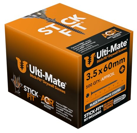 Ulti-Mate Stick-Fit Drywall Screws - 3.5 x 60mm (500 pcs)