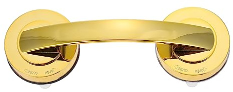 OATIPHO Agarrador Ducha Ventosa de Abs, Mango Ergonómico Dorado Reutilizable, Fuerte Capacidad de Carga para Baño y Hogar, Apoyo Seguro