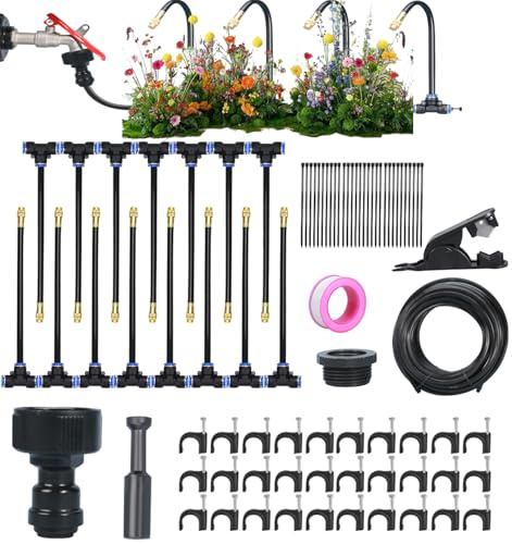 de Riego para Jardín, Kit de de Aspersores Automático, Conjunto de Emisores Automáticos Ajustables de 360 Grados para Árboles Césped Plantas en Crecimiento Macizos de Flores