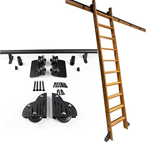 Kit hardware per scale da biblioteca, sistema di binari scorrevoli per un facile accesso e stoccaggio, design a rulli mobili in acciaio al carbonio