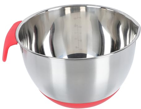 ZUNOXAZ Bol Mélangeur En Acier Inoxydable Et Silicone 20 Cm Poignée Et Échelle, Saladier à Ouverture Inclinée Multifonction Cuisine, Préparation Œufs Et Salade, Bol Polyvalent