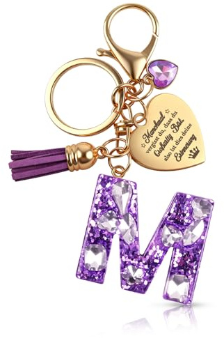 Anruzon Schlüsselanhänger Mädchen Buchstabe - Schlüsselanhänger mit Anfangsbuchstaben Schlüssel Anhänger - Einschulung Geschenk - Keychain Geschenk für Kinder, Mädchen, Frauen