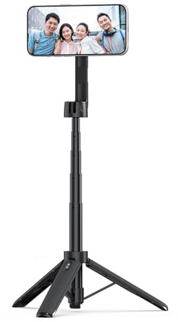 Fockety Asta Selfie Magnetica, Treppiede Telescopico per Telefono in Lega di Alluminio a 4 Sezioni con Rotazione a 360° e Inclinazione a 220°, Compatto Pieghevole 17 Cm per Smartphone