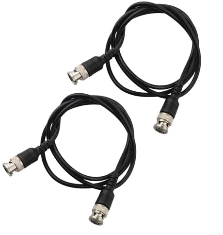 FACAIIO 2-Pack BNC Male to Male Coaxial Test Cable, 1m 50 Ohm, Oscilloscope Probes, CCTV Cameras and Signal Source Testing