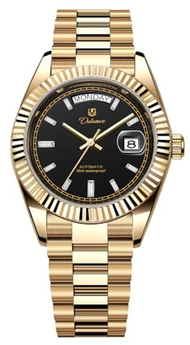 Armbanduhren für Herren Woche Datum Mechanische Automatik Herrenuhr | 41MM Klassische Römische Uhr Luxuriöses Gold Diamantbesetzt Analoge Uhr