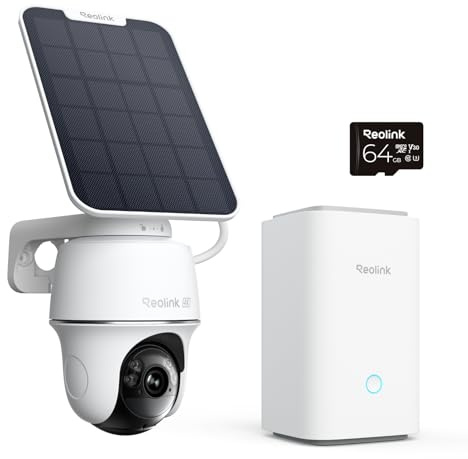 Reolink Erste 4K Solar Überwachungskamera Aussen Akku, Argus PT Ultra + Solarpanel, 2,4&5GHz WiFi, Auto-Tracking, Lokaler Speicher, Erweiterte Verschlüsselung, Argus PT Ultra+Home Hub