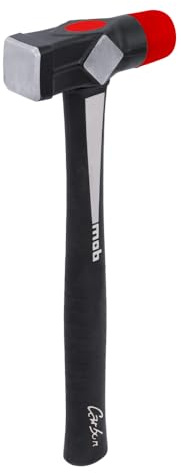 MARTEAU DUO Embout TPE Rouge 40/34 mm – Manche Carbon Quadri-Matière – Marteau Rivoir & Massette 2 en 1 – Tête Forgée Acier C45E – Fabriqué en France