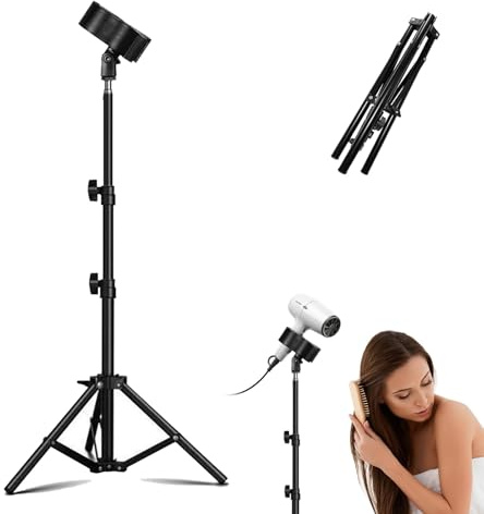 Generico Supporto per Asciugacapelli da Pavimento, Porta Phon con Rotazione a 360°, Altezza Regolabile 60-210cm, Soporte Secador de Pelo Consente di asciugare i Capelli a Mano Libera