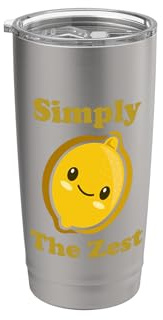 Simply The Zest Carino Adorabile Kawaii Lemon Food Pun Bicchiere termico in acciaio inox doppia parete