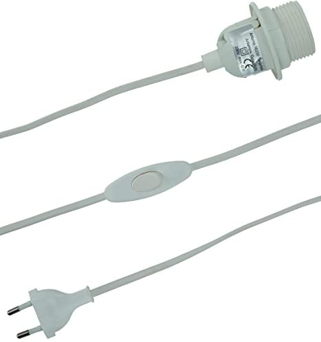 GURU SHOP Anschlusskabel, Steckerleitung, Zuleitung, Lampen Kabel mit Schalter, Fassung Einzeln Verpackt - 3m - Weiß / E27, 0,1x3x0,2 cm, Elektrozubehör