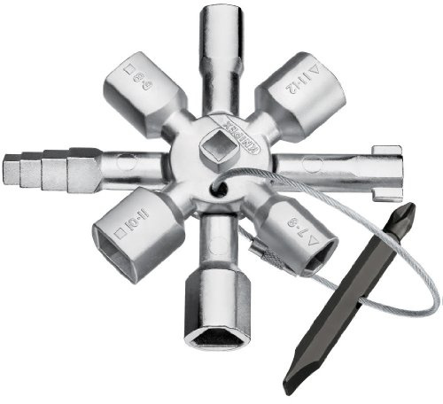 KNIPEX Tools 00 11 01 Twin Key Universal Control Cabinet Key, Chrome