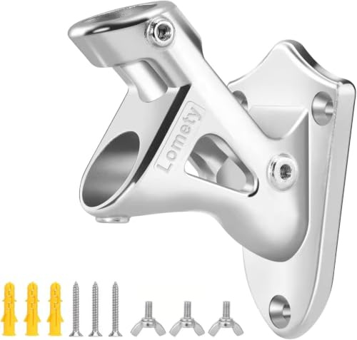 HYH HAOYIHAO LOMETS Stainless Steel Heavy Duty Flag Pole Holder,Wall Mount House & Estate Flag Pole Bracket, Flag Pole Mounting Bracket 2 Positions for 1 Flag Pole (Silver)