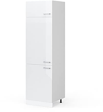 Vicco Armario para frigorífico Empotrado R-Line, Blanco Alto Brillo/Blanco, 60 cm