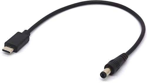 USB Type C to DC Cable - 22cm, Black, USB-C Male to DC 5.5 x 2.5mm Male | For Apple New Macbook