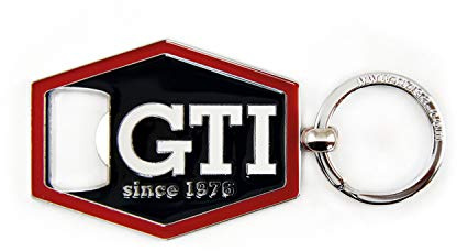 BRISA VW Collection - Volkswagen Schlüssel-Anhänger-Ring Schlüsselbund-Accessoire Keyholder mit Bier-Flaschen-Öffner im GTI Design (Sechseck/Schwarz) | Volkswagen Key Holder für Schlüsselbund Robuster Öffner für Bierflaschen, Zink-Aluminium-Legierung mit Emaille, Schwarz
