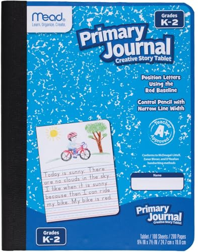 Mead Primary Journal Creative Story Tablet Composition Notebook, 7.5 x 9.75, Grades K-2, 100 Sheets, Color Selected For You (10297)