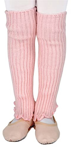 DANCEYOU Ballet Leg Warmers for Girls Toddler Teens Stirrup Ankle Warmers Knitted Socks for Dance Practice Yoga Sports Casual, Pink