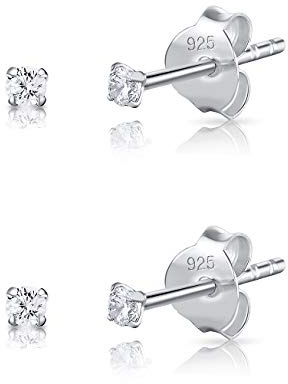 Boucle d'oreille - Boucles d'oreilles Homme - Boucle d'oreille Argent - Piercing Oreille Helix - Boucle d'oreille Fille - Clou Zirconium - Clou doreille Femme - Bijoux en Argent Femme - Mini 2-2 mm