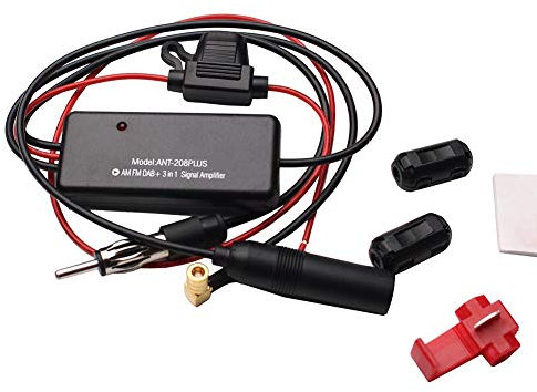 Amplificador de señal de Radio de Coche Amplificador de señal de Antena Universal 12V Auto 3en1 Modulación de amplitud Radio Antena aérea Amplificador de recepción de señal Amplificador derefuerzo