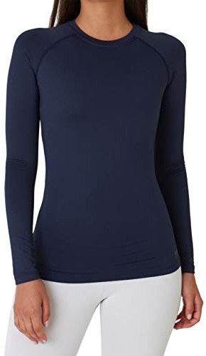 TCA SuperSoft T-Shirt de Compression Thermique Manches Longues Femme - Haut Base Layer de Sport - Navy Eclipse (Bleu), XXL